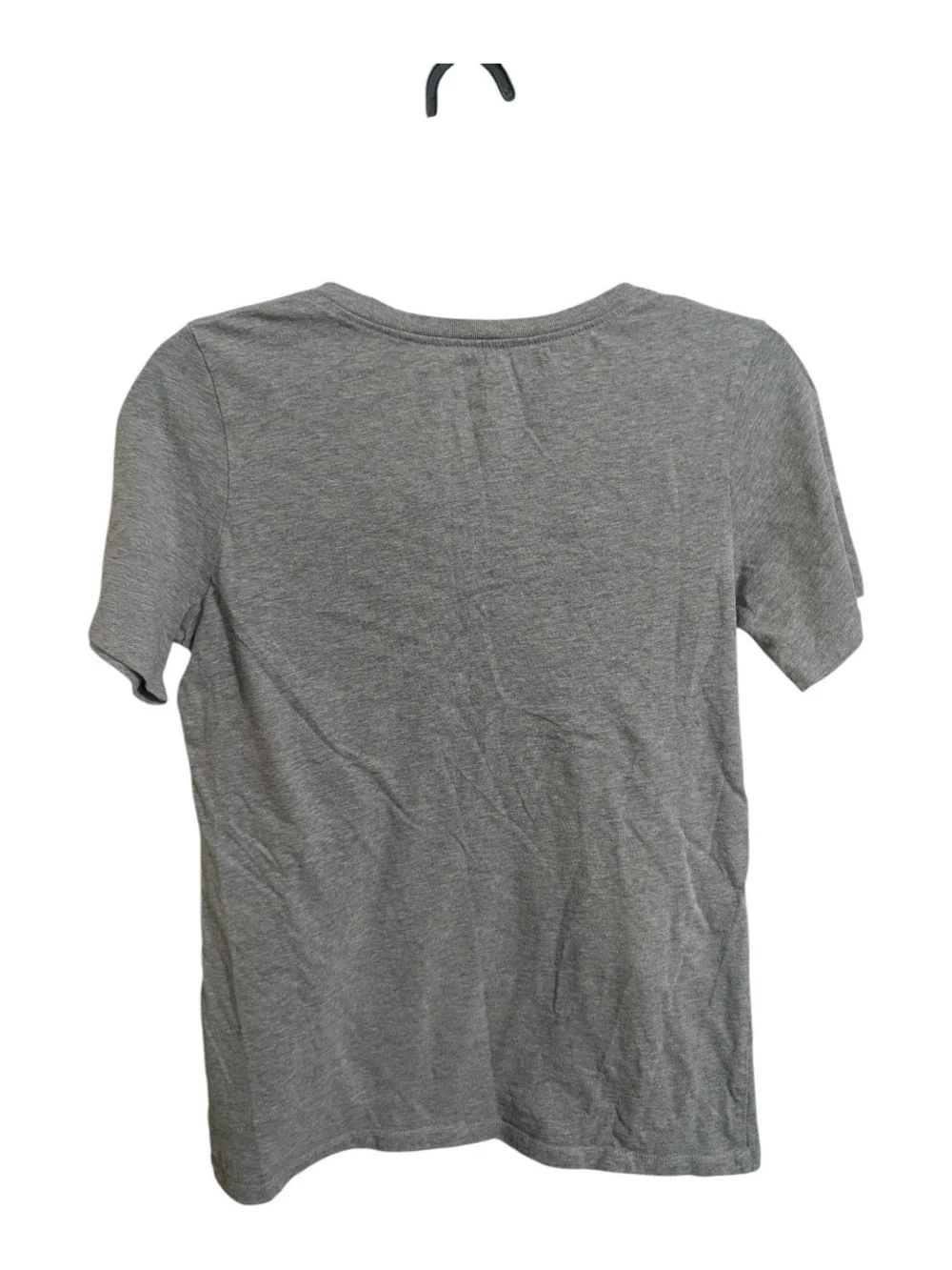 Nike Women's V-Neck Tee Shirt Sz Medium Gray Navy White Logo Short Sleeve